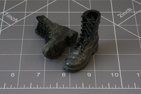 BAM 1/6 Hot Toys Black Altima Boots (Weathered) (Foot Type)