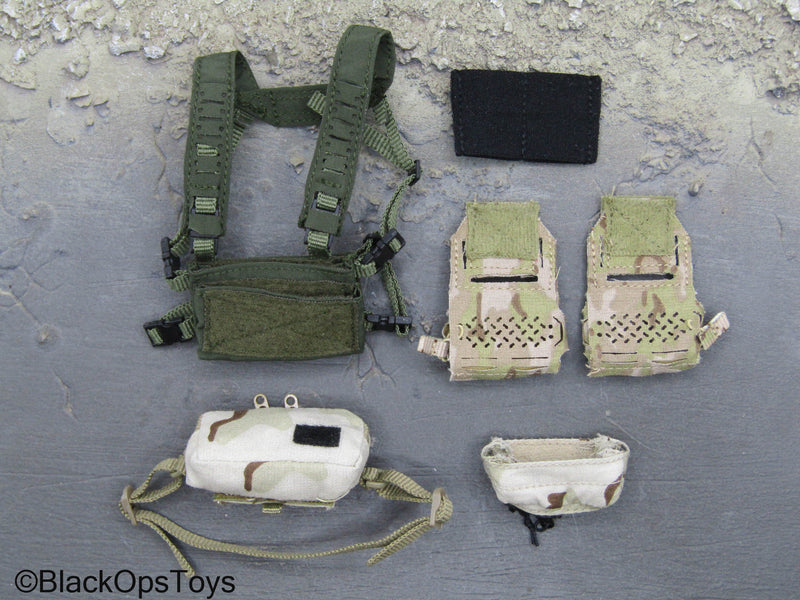 PMC Field RECCE - Green Chest Rig w/3C Desert Pouches – BlackOpsToys