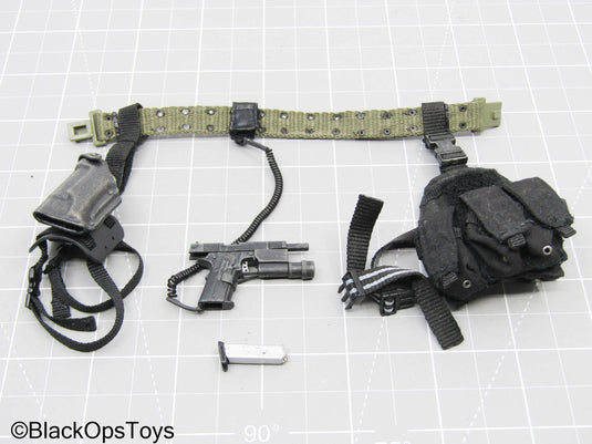 OD Green w/Pistol, Left Handed Drop Leg Holster & Mag Pouch