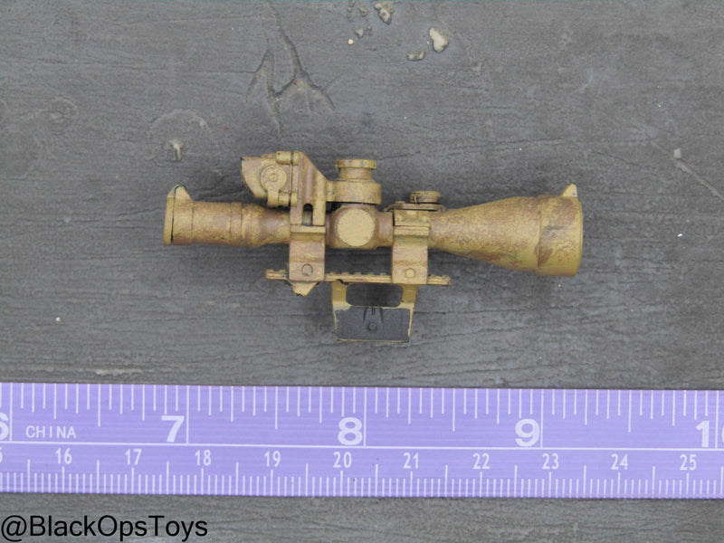 Load image into Gallery viewer, Weathered Tan Rifle Scope w/Mounted Red Dot Sight
