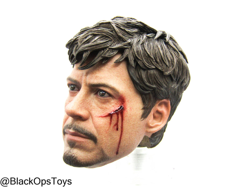 Load image into Gallery viewer, Male Battle Damaged Headsculpt In Robert Downey Jr. Likeness (Hot Toys)
