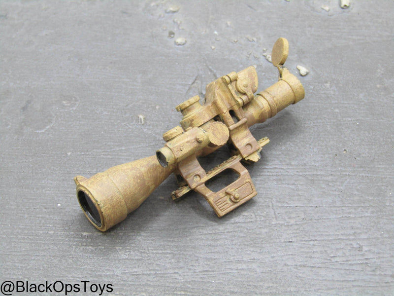 Load image into Gallery viewer, Weathered Tan Rifle Scope w/Mounted Red Dot Sight
