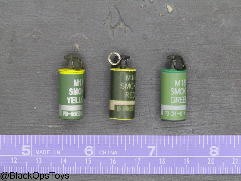Load image into Gallery viewer, Yellow, Red, &amp; Green Smoke Grenade Set (x3)
