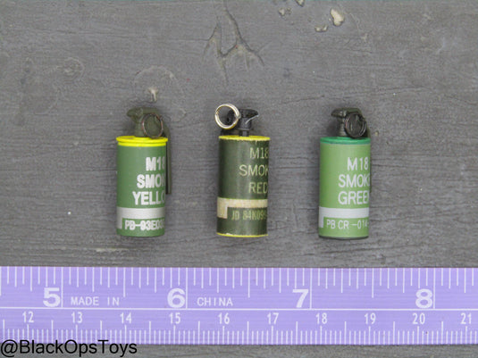 Yellow, Red, & Green Smoke Grenade Set (x3)