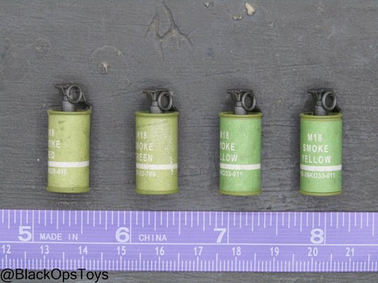 Yellow, Red, & Green Smoke Grenade Set (x4)