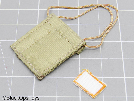 Tan ID Neck Badge w/Black Pen & US Flag Patch