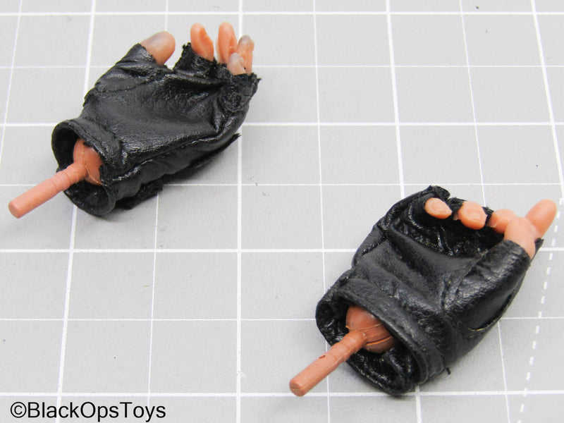 Load image into Gallery viewer, Black Fingerless Gloves w/Hands &amp; Pegs
