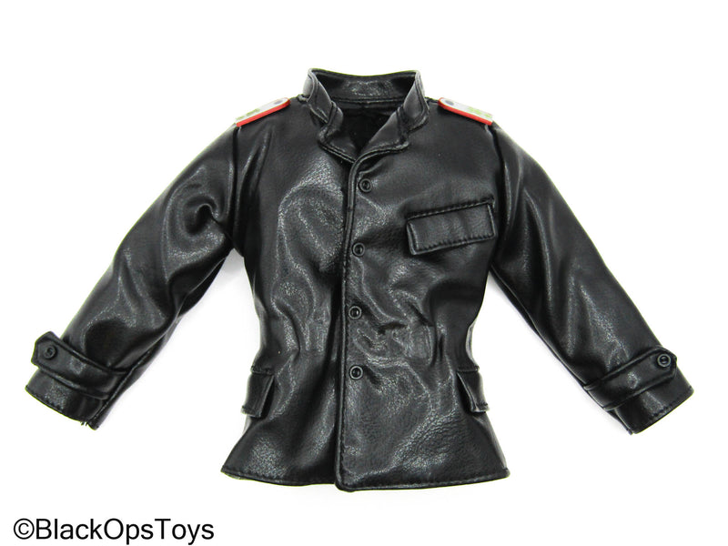 Load image into Gallery viewer, WWII German - SS 1st Lieutenant Black Leather Like Jacket
