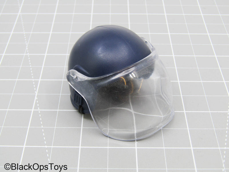 Load image into Gallery viewer, Blue Tactical Police Helmet w/Safety Visor

