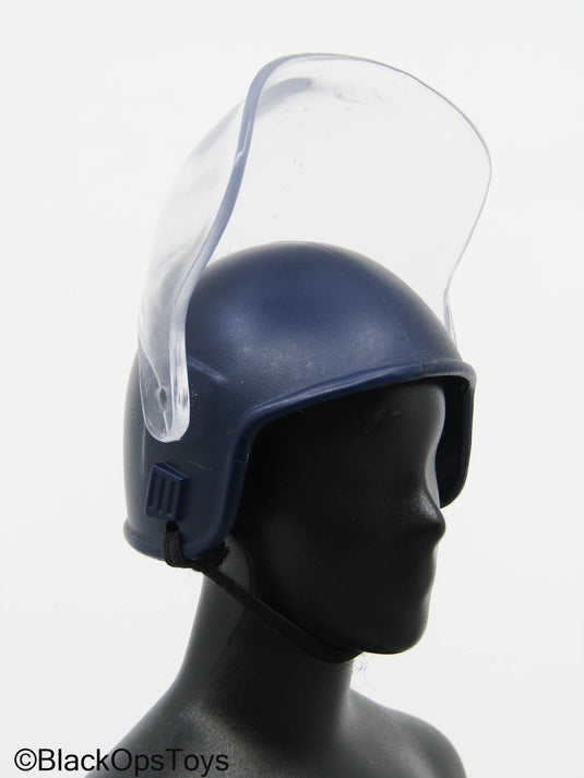 Blue Tactical Police Helmet w/Safety Visor