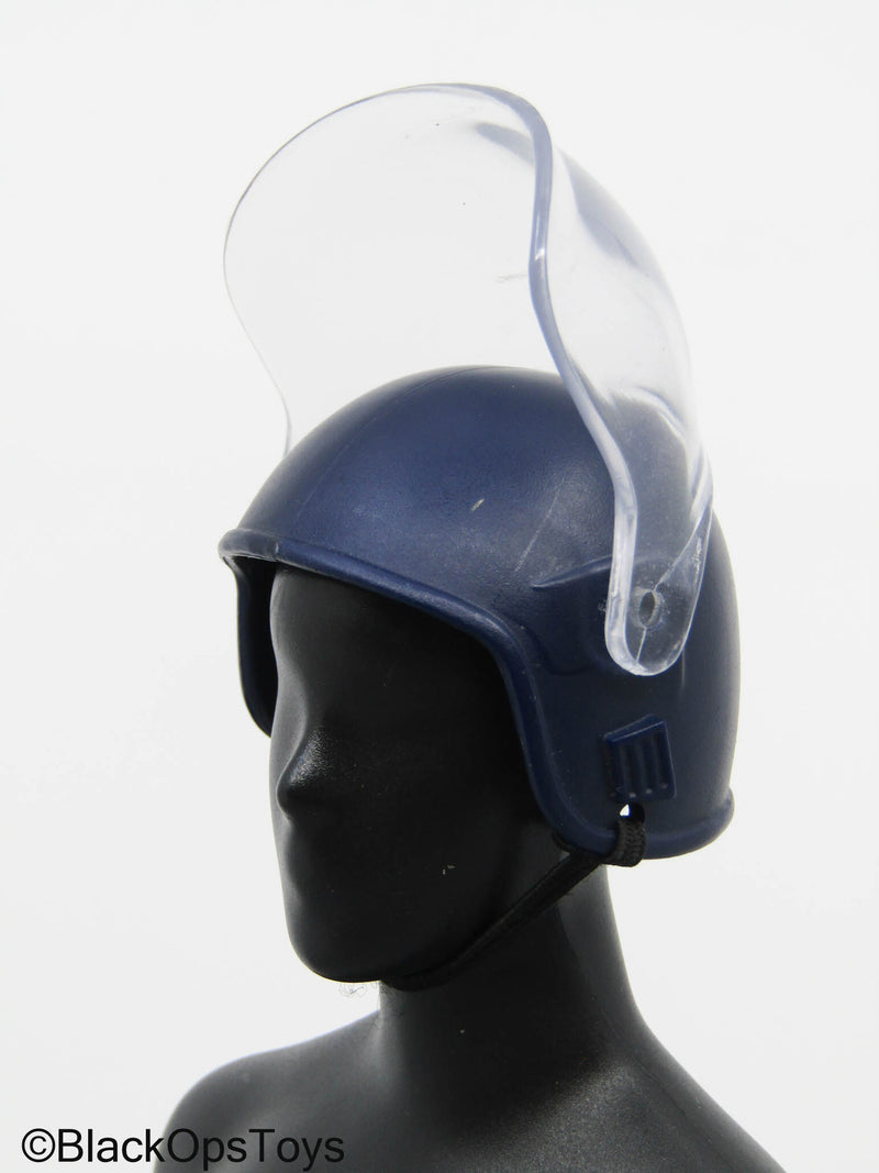 Load image into Gallery viewer, Blue Tactical Police Helmet w/Safety Visor
