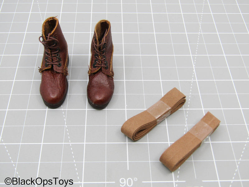 Load image into Gallery viewer, Brown Leather Boots w/Brown Straps (Foot Type)
