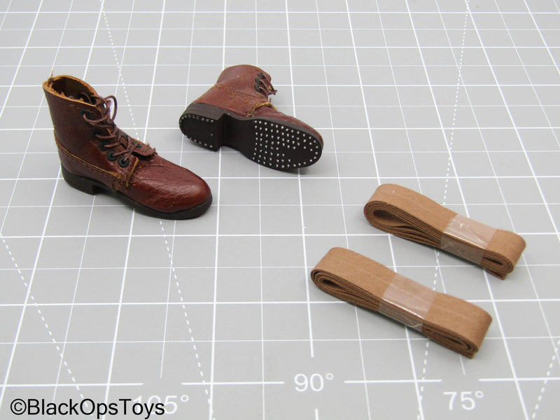 Load image into Gallery viewer, Brown Leather Boots w/Brown Straps (Foot Type)
