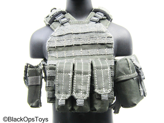 Grey Plate Carrier Vest w/Pouch Set