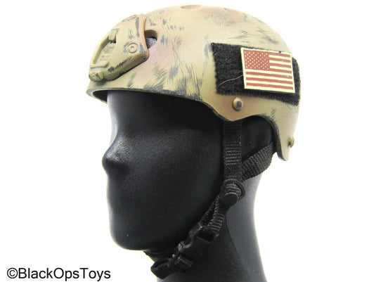 Tan Tactical Helmet w/US Flag Patch (DAM Toys)