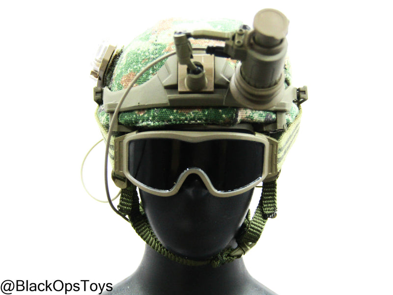 Load image into Gallery viewer, PLA AF Airborne Commandos - Starry Sky Woodland Camo Helmet w/NVG
