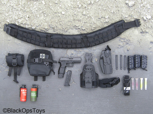 Bravo 0-7 Kill Or Capture - Black MOLLE Battle Belt w/Pouch & Pistol Set
