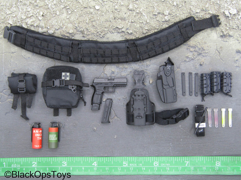 Load image into Gallery viewer, Bravo 0-7 Kill Or Capture - Black MOLLE Battle Belt w/Pouch &amp; Pistol Set
