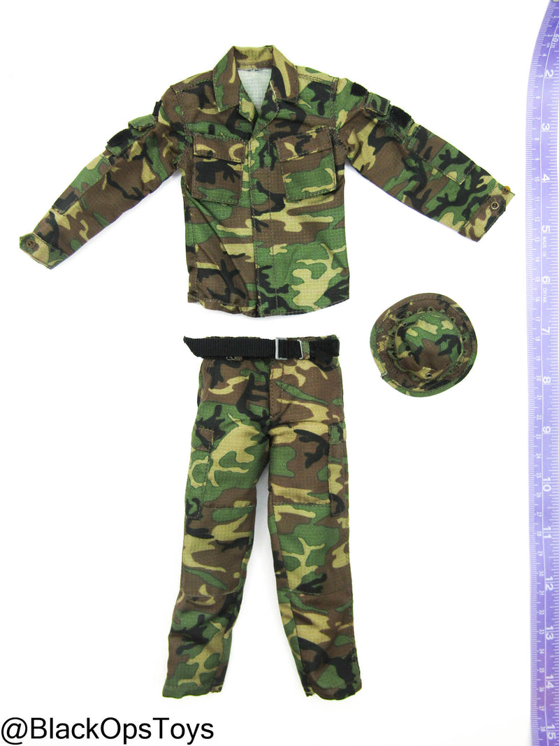 Load image into Gallery viewer, Vietnam Era Woodland Camo Uniform Set w/Boonie Hat

