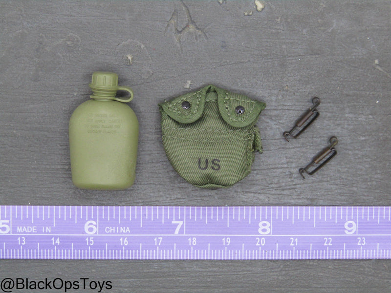 Load image into Gallery viewer, Vietnam Era OD Green Canteen w/Pouch &amp; Alice Clips
