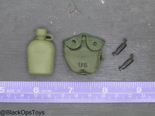 Vietnam Era OD Green Canteen w/Pouch & Alice Clips