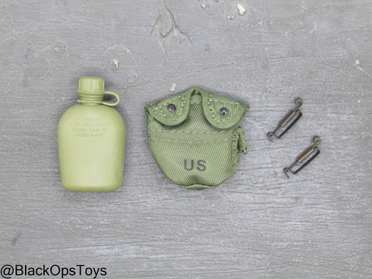 Vietnam Era OD Green Canteen w/Pouch & Alice Clips