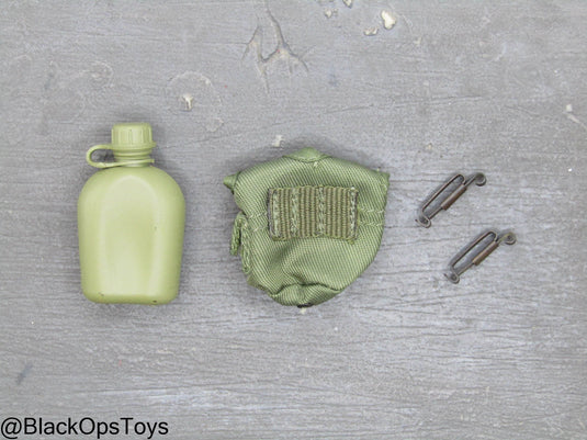 Vietnam Era OD Green Canteen w/Pouch & Alice Clips