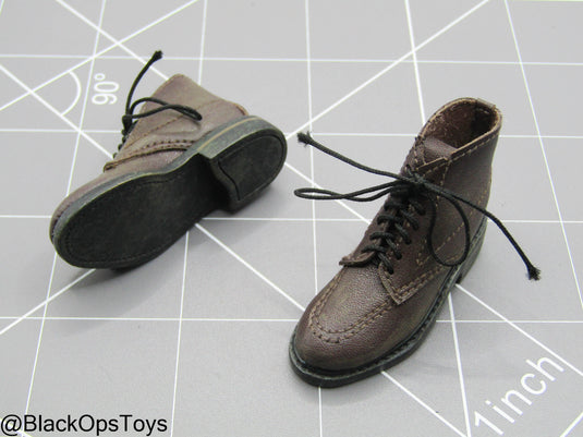 Indiana Jones - Brown Leather Like Combat Boots (Peg Type)