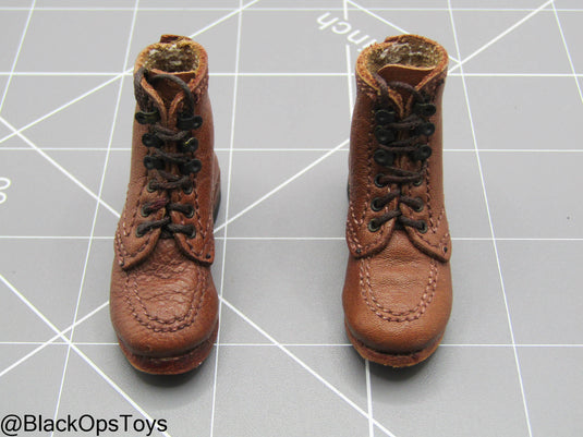 Indiana Jones - Brown Leather Combat Boots (Foot Type)