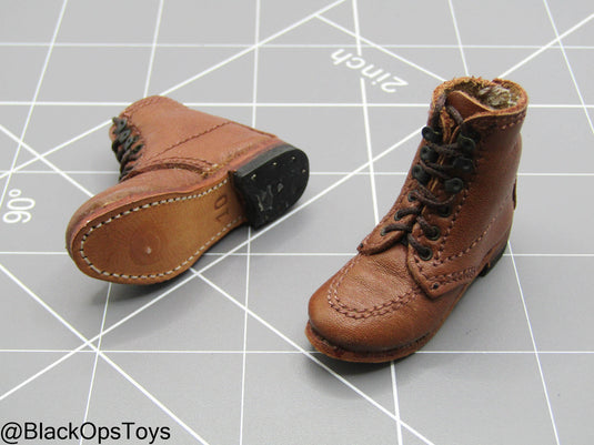 Indiana Jones - Brown Leather Combat Boots (Foot Type)