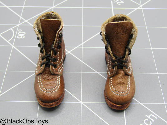 Indiana Jones - Brown Leather Combat Boots (Foot Type)