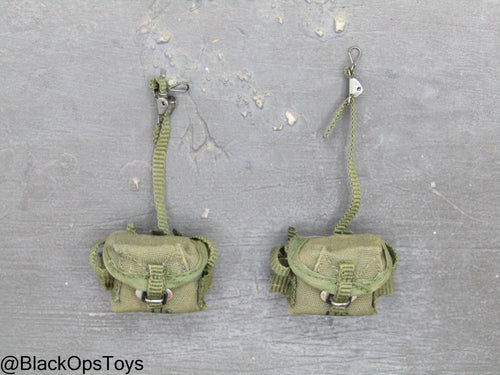 Vietnam Era OD Green Multipurpose Pouch w/Alice Clip Set (x2)