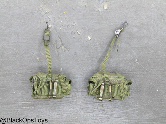 Vietnam Era OD Green Multipurpose Pouch w/Alice Clip Set (x2)