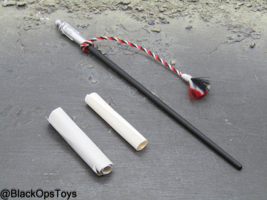 WWII German - Staff w/Ribbon & Paper Roll