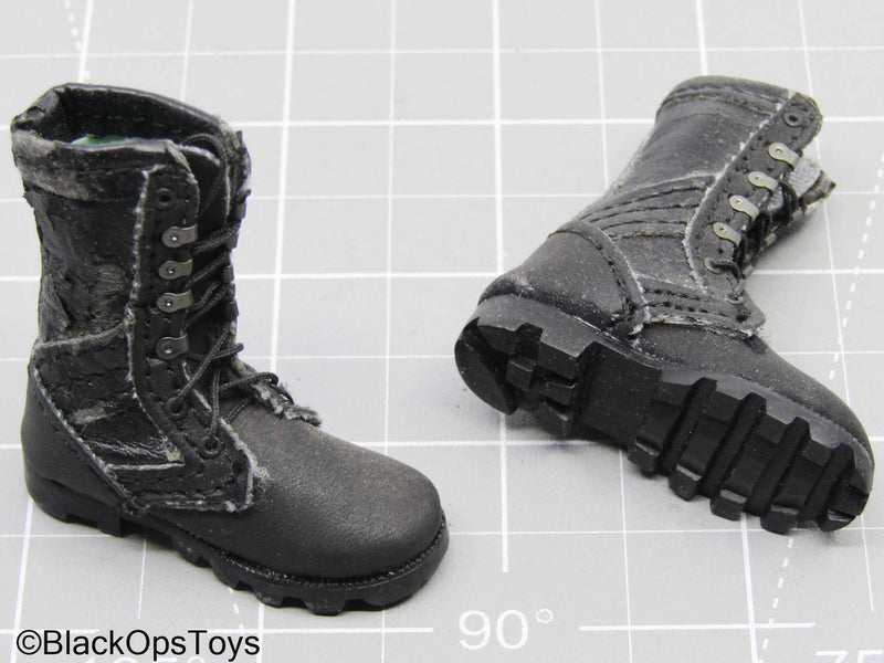 Load image into Gallery viewer, Black Combat Boots (Foot Type) (READ DESC)
