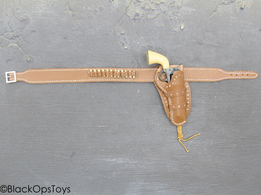 Western Set - Colt .45 White Grip w/Brown Studded Holster