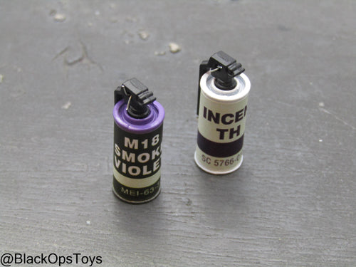 Vietnam War - USMC In Hue - Metal Violet M18 Smoke Grenade & M14 Incendiary Grenade Set