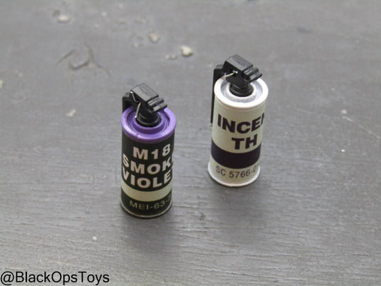 Vietnam War - USMC In Hue - Metal Violet M18 Smoke Grenade & M14 Incendiary Grenade Set