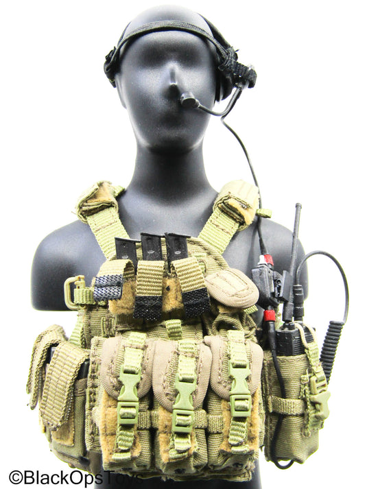 Tan MOLLE Plate Carrier Vest w/Radio Headset,Mag, & Gear Set