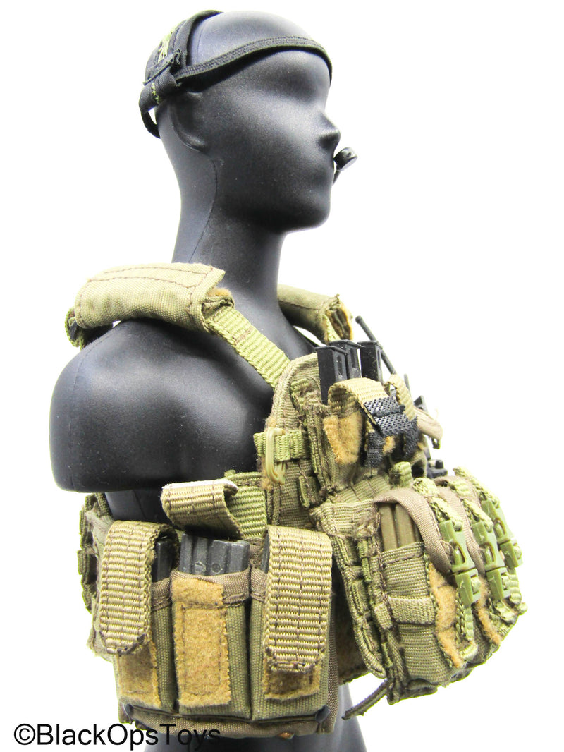 Load image into Gallery viewer, Tan MOLLE Plate Carrier Vest w/Radio Headset,Mag, &amp; Gear Set
