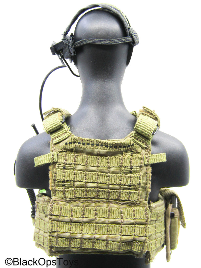 Load image into Gallery viewer, Tan MOLLE Plate Carrier Vest w/Radio Headset,Mag, &amp; Gear Set
