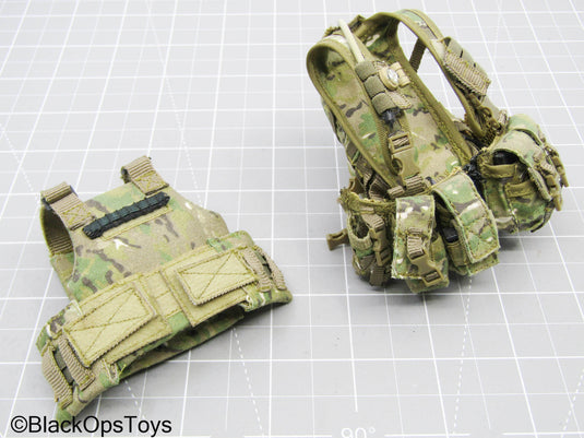 Multicam Camo Plate Carrier Vest w/Chest RIg & Tactical Backpack