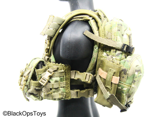 Multicam Camo Plate Carrier Vest w/Chest RIg & Tactical Backpack