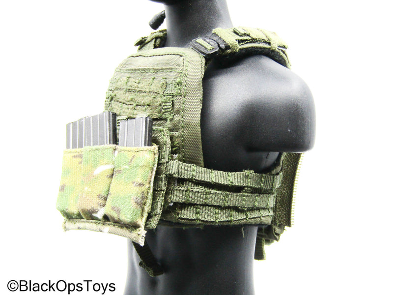 Load image into Gallery viewer, OD Green MOLLE Plate Carrier Vest w/Pouch, Rope, &amp; Mag Set
