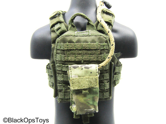 OD Green MOLLE Plate Carrier Vest w/Pouch, Rope, & Mag Set