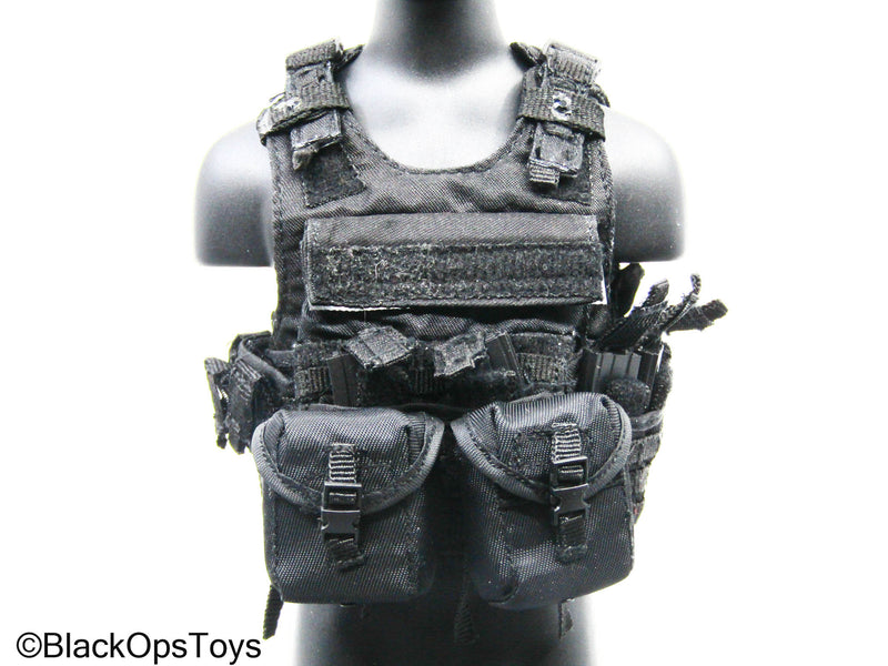 Load image into Gallery viewer, Black MOLLE Plate Carrier Vest w/Pouch Set
