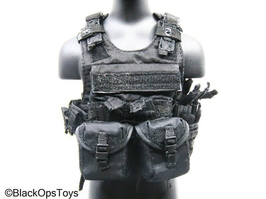 Black MOLLE Plate Carrier Vest w/Pouch Set
