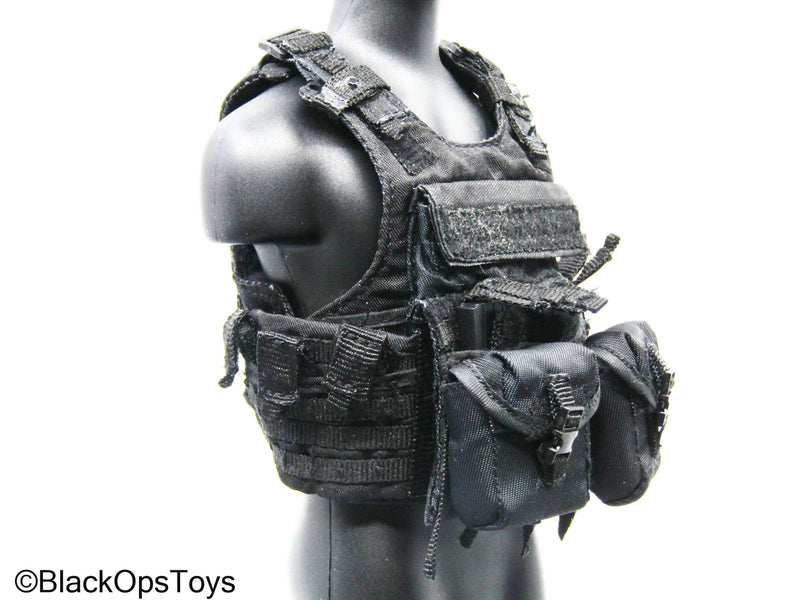 Load image into Gallery viewer, Black MOLLE Plate Carrier Vest w/Pouch Set
