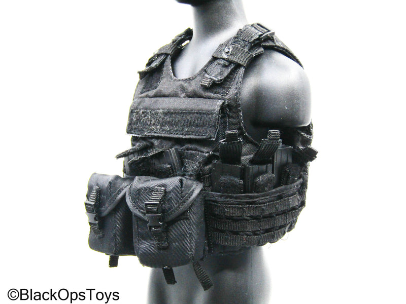 Load image into Gallery viewer, Black MOLLE Plate Carrier Vest w/Pouch Set
