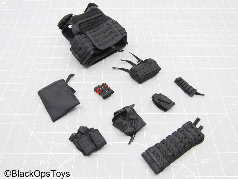 Load image into Gallery viewer, Black MOLLE Plate Carrier Vest w/Pouch Set (Soldier Story)
